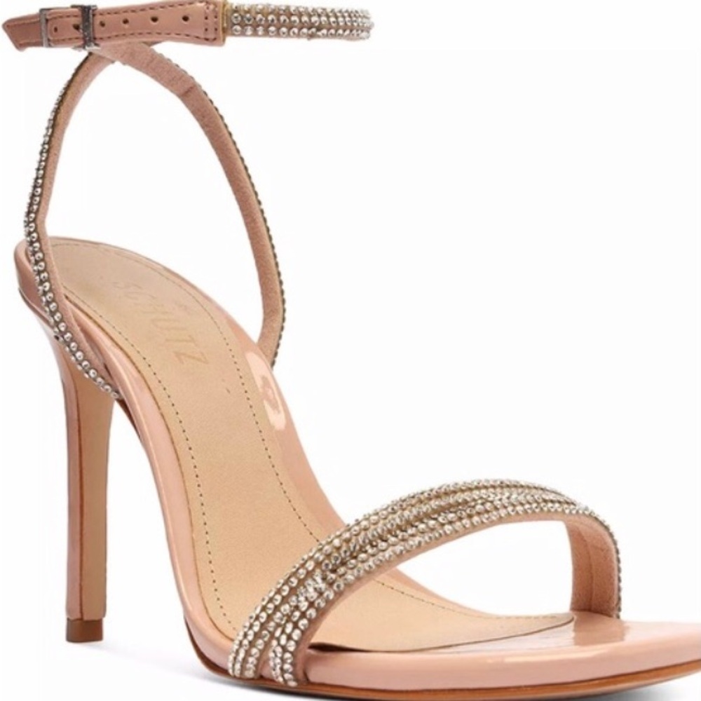 NWT in box Schutz Pink Strappy Sandals with Rhinestones “ AL TINA GLAM”